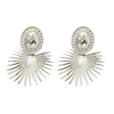 Imagem de Aloha Earrings Brincos pendentes de coração explosão de sol não perfurados, One Size, Metal, Sem pedra preciosa