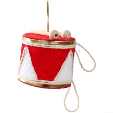 Imagem de Enfeites de árvore de Natal, decorações de pendurar DIY com pequena tarola ou chapéu alto em tecido de espuma vermelho e branco PVC, decoração festiva compacta de 6,5 cm para exibição de casa ou