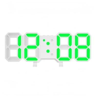 Imagem de 3D Relógio de LED multifuncional, alarme digital 33 polegadas, relógio de parede de mesa com escurecimento automático 12/24 horas, data temperatura, decoração de casa, alimentada por USB, quarto, sala