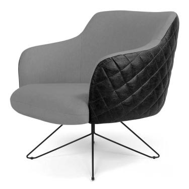 Imagem de Poltrona Decorativa Jade C-416 Corano/linho Cinza Escuro - Domi