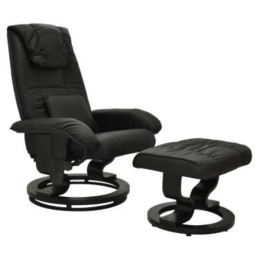 Imagem de Poltrona Do Papai Massageadora Elétrica Com Puff Louis R02 Sintético Preto - Mpozenato