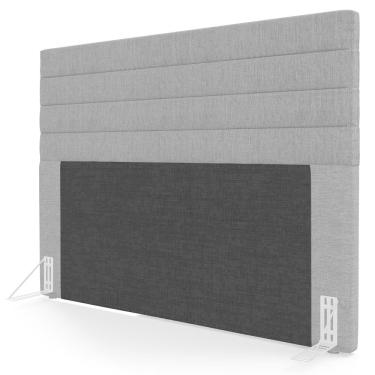 Imagem de Cabeceira Cama Box Casal Queen 160cm Rubi W01 Linho Cinza Escuro - Mpozenato