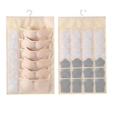 Imagem de Cabide Organizador 36 Bolsos Porta Sutia Dupla Face Multi Divisorias Closet Joias Guarda Roupa Objetos Papelaria Multius