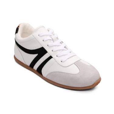 Imagem de Sanctuary Tênis feminino Lola, sola de borracha reciclada moderna, tecido de algodão, calçados sustentáveis, Branco/cinza/preto, 39