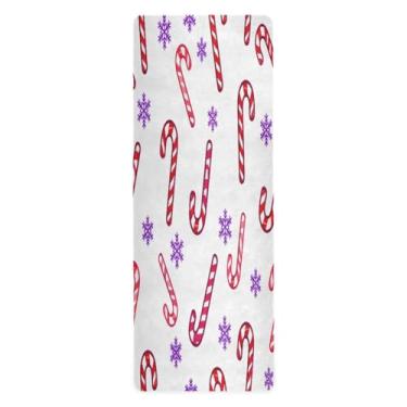 Imagem de GakkiGii Flocos de neve e bengalas de doces, tapete de ioga de borracha, tapete de treino dobrável antiderrapante para fitness em casa, pilates e tapete de viagem para ioga quente