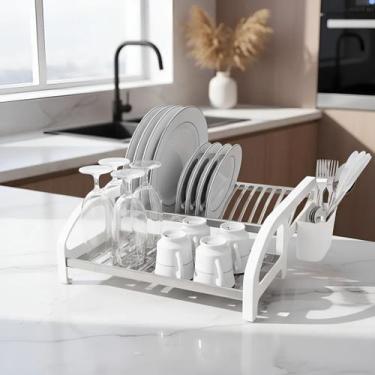 Imagem de Escorredor de Louça 16 Pratos Branco em aço Inox Cama com Porta Talher