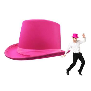 Imagem de Cartola adulta de cetim mágico cavalheiro rugindo smoking anos 20 cartola formal, rosa, Tamanho �nica