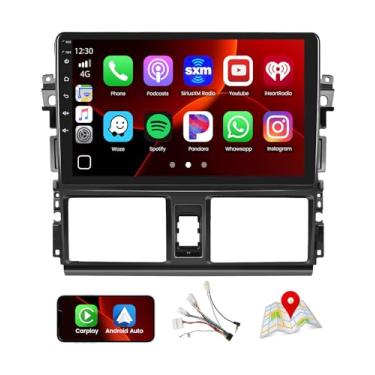 Imagem de Rádio estéreo para Toyota Yaris Vios 2013 2014 2015 2016 Carplay/Android Auto, unidade de rádio com tela sensível ao toque IPS de 10,1 polegadas com DSP BT GPS FM RDS WiFi 2G RAM 64G ROM