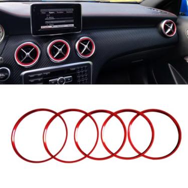 Imagem de Angelguoguo Adesivo de anel de acabamento para decoração de saída de ar condicionado para Mercedes Benz A/B/GLA/CLA Classe GLA180 200 220 260 (vermelho)