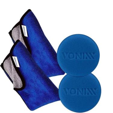 Imagem de Kit para Detalhamento Automotivo 2 Aplicadores de Espuma e 2 Toalhas de Microfibra 40x40 600GSM Vonixx