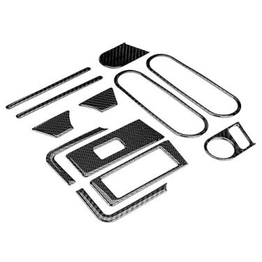 Imagem de aqxreight 12 Peças Maçaneta Interna da Porta do Carro Fibra de Carbono Interruptor de Elevação de Vidro Guarnição Adequada para Besouro 12-19 Bordas Confortáveis ​​com Simples Forte Quando Material