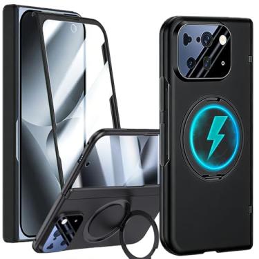 Imagem de YQODSZ Capa magnética dobrável para Pixel 10 Pro com suporte de anel de 360°, capa protetora de tela compatível com dobradiça cobertura total à prova de choque para Pixel 10 Pro Fold preta