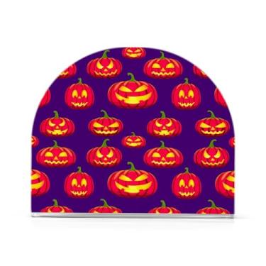Imagem de Qilmy Porta-guardanapos de acrílico de abóbora de Halloween, suporte de guardanapo de coquetel de plástico transparente para mesas de restaurante de cozinha, 1 peça