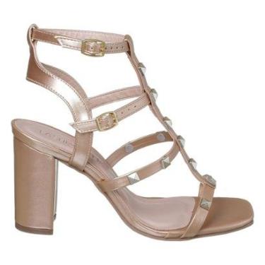 Imagem de Sandalia Gladiadora Salto Alto Feminino Grosso Tachas Spike-Feminino