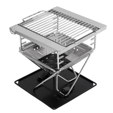 Imagem de Diydeg Churrasqueira Portátil a Carvão, Churrasqueira Dobrável de Aço Inoxidável 304 de 3 Níveis de Altura Com Saco de Armazenamento, para Quintal, Acampamento, Barco,