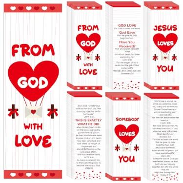 Imagem de TICIAGA 60 peças de marcadores de livro de versículos bíblicos do Dia dos Namorados para crianças, marcadores de leitura de escrituras cristãs, folhetos evangélicos para escola dominical, presentes de