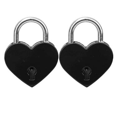 Imagem de Ymiko 2 Conjuntos de Cadeados Decorativos Coloridos de Metal Em Forma de Coração Com Chaves para Artesanato DIY e Decoração de Casa 30x39mm (Preto)
