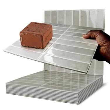 Imagem de MurArtis Azulejos de parede autoadesivos 3D para cozinha e banheiro - 10 folhas de 29,5 cm x 29,5 cm, azulejos de parede autoadesivos 3D, à prova d 'água, PVC, granito, aparência fácil de instalar