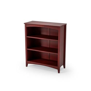 Imagem de Camaflexi Estante estilo coqueteleira com 3 prateleiras/madeira maciça/91 cm de altura/prateleira ajustável/traseira fechada/estante para exibição para sala de estar, quarto, casa e escritório, mancha