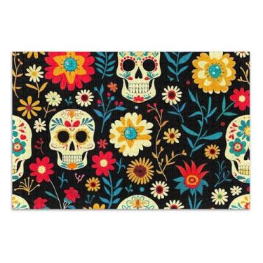 Imagem de Quebra-cabeça para adultos 1000 peças de brinquedo engraçado arte personalizada paisagem quebra-cabeça colorido caveira floral presentes engraçados, 75 x 40 cm