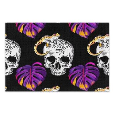 Imagem de Quebra-cabeças de esqueleto animal roxo aquarela 500 peças arte adulto brinquedo pintura difícil quebra-cabeça divertido bobo, 51 x 37 centímetros