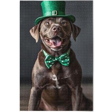 Imagem de Quebra-cabeça de cachorro fofo para adultos 500 peças presentes de festa de elefante branco arte personalizada quebra-cabeça rígido decoração de pintura animal, 52 cm x 37,8 cm