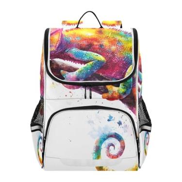 Imagem de Joisal Back to School Bags Cute Watercolor Chameleon Kids Girls' Backpack Student Book Bag for School Elementary Boys Backpacks Cartoon, 18L