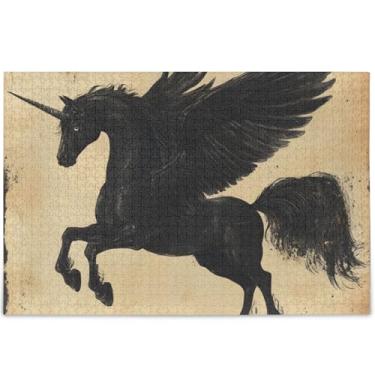 Imagem de Quebra-cabeça unicórnio Pegasus asas de cavalo 500 peças para adultos jogos engraçados presentes personalizados exclusivos para adultos, jogo de brinquedo, arte, 52 x 37,8 cm