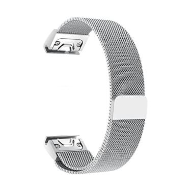 Imagem de GANYUU 26 22 20mm Easy Fit Milanese Loop Watchband Banda de Liberação Rápida para Garmin Fenix 7 7X 7S 5X 5 5S 3 3HR Forerunner 935 Pulseira Magnética (Cor: Prata, Tamanho: 26mm)