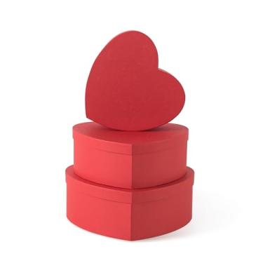 Imagem de Soul & Lane Caixas em forma de coração para flores - conjunto de 3 - vermelho, caixas de presente de coração de papelão grandes para presentes com tampas, ideal para o dia dos namorados, dia das mães