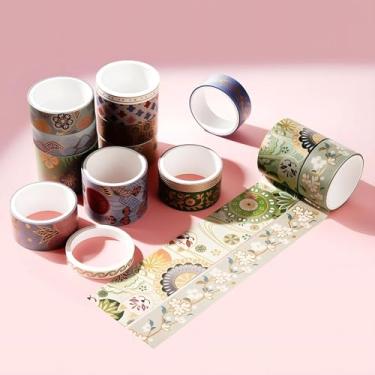 Imagem de Conjunto de adesivos Washi com 15 rolos de flores, padrão de flores, adesivos decorativos para artes, artesanato, materiais de diário, scrapbook, cartão, embrulho de presente