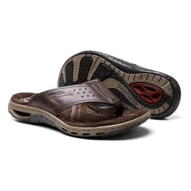 Imagem de Chinelo Masculino Amortecedor Couro de Dedo Pegada 131663-Masculino