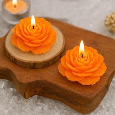 Imagem de Velas Rosa Kit 10 Flor decoração festa lembrancinha casamento eventos 30g (Laranja)