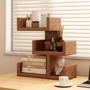 Imagem de Cabana de mesa, mesa para dormitório universitário, organizador de mesa de madeira, estante de mesa, estante de mesa de computador, estante de mesa de bancada, prateleiras de escritório em casa, mesa