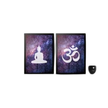 Imagem de Kit 2 Quadros Buda Zen Galaxia 45X34Cm Moldura Preta