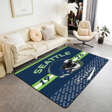Imagem de Feelyou Tapete de futebol 3x5 para quarto Seattle tapetes de sala de estar macio antiderrapante futebol decoração cidade tapete esportes jogos interiores tapete para casa, sala de jantar