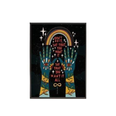Imagem de Quadro Decorativo Místico Dont Quit 24X18Cm - Madeira Preta