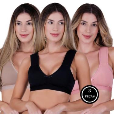 Imagem de Kit 3 Sutiã Plus Size com Alças Acolchoadas de Espuma Sustentação -c3 