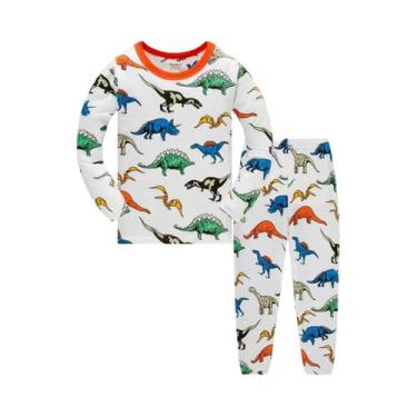 Imagem de Conjunto De Pijama De Dinossauro Para Meninos Em Algodão Com Mangas Lo