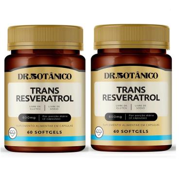 Imagem de KIT 02 TRANS RESVERATROL 600MG 60CAPS DR. BOTANICO
