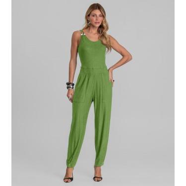 Imagem de Macacão Feminino Decote em V Dianna Verde, G, Verde