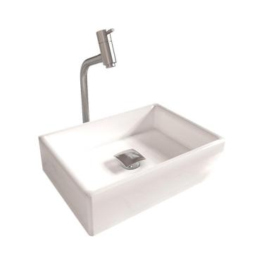 Imagem de Cuba Pia Banheiro Torino Torneira Dl08 Valvula Inox Click Branco Branco