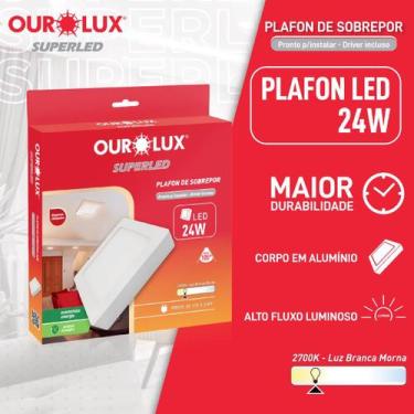 Imagem de Painel led sobrepor 24w biv 2700k quadrado - OUROLUX