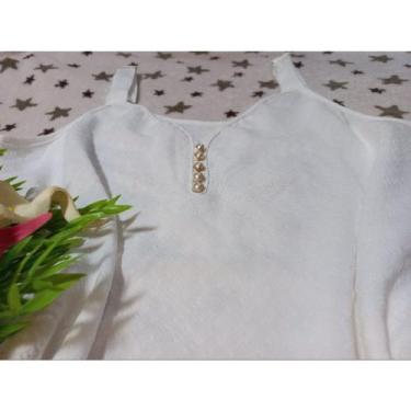 Imagem de Blusa Alça Larga com Regulador e Botões - Castele Modas, M, Branca cre