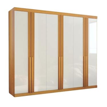 Imagem de Guarda Roupa Casal Nilópolis 6 Portas de Bater 6 Gavetas MDF Naturale e Off White Bom P...