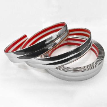 Imagem de Kit 3 Cantoneira Metalizada Auto Colante Prata PVC 15mm Decoração de M