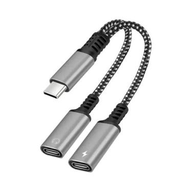 Imagem de Adaptador De Áudio Tipo C Dual USB C De 30W Com Conector De Carregamen