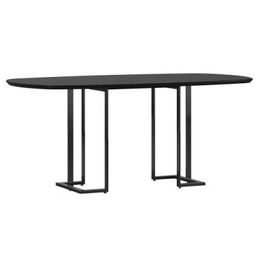 Imagem de Mesa de Jantar 6 Lugares Retangular Orgânico Com Vidro 180cm Pés Indus