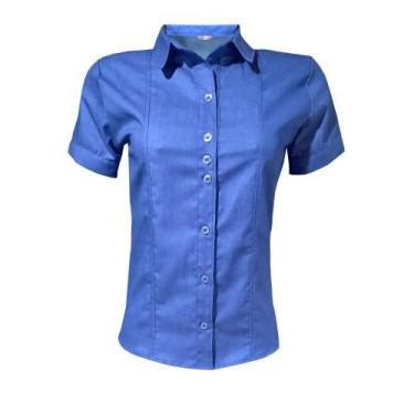 Imagem de Camisa Jeans Feminina Manga Curta - Lojas Vicenttino, XG