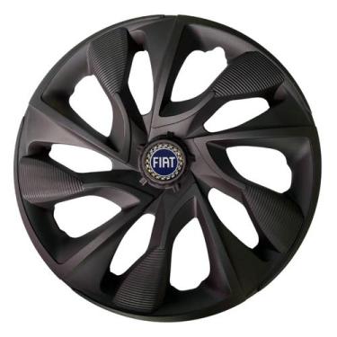 Imagem de Calota Ds4 Aro 13 Fosc Black + Emblema Resinado Fiat Azul - Garagem On